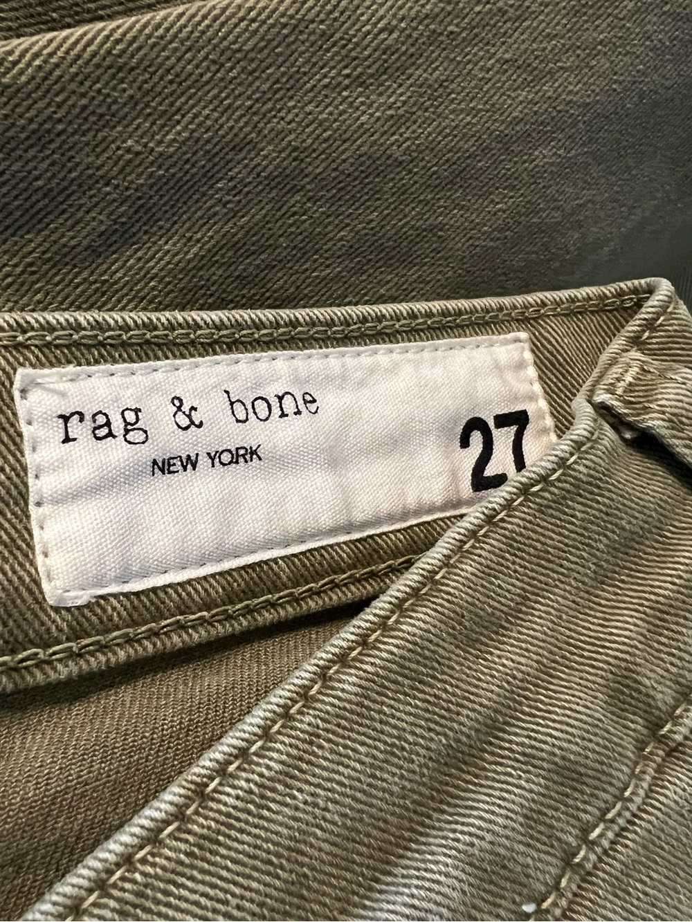 Rag & Bone Wide Leg Ankle Jeans Andi Raw Hem High Rise 27 Olive Army Green Sage - Picture 12 of 12